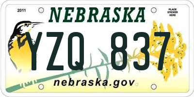 NE license plate YZQ837