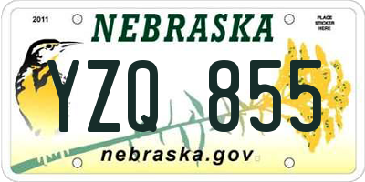 NE license plate YZQ855