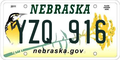 NE license plate YZQ916