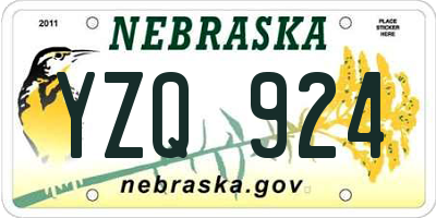 NE license plate YZQ924