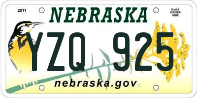 NE license plate YZQ925
