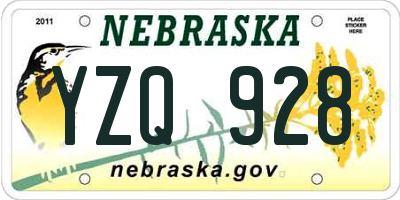 NE license plate YZQ928