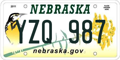 NE license plate YZQ987