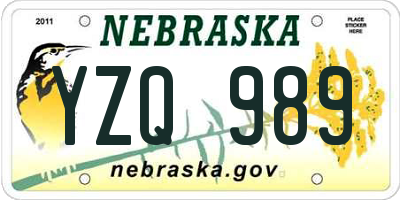 NE license plate YZQ989