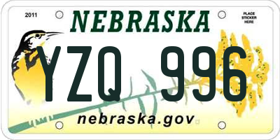 NE license plate YZQ996