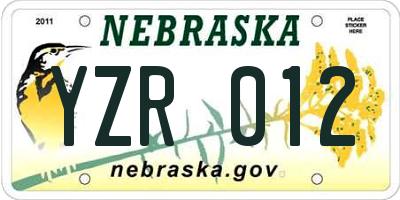 NE license plate YZR012