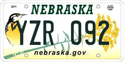 NE license plate YZR092