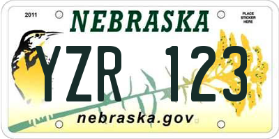 NE license plate YZR123