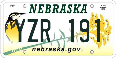 NE license plate YZR191