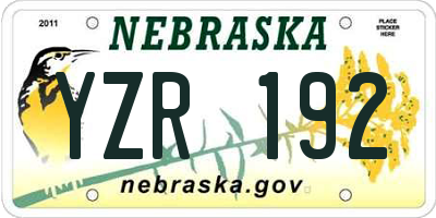 NE license plate YZR192