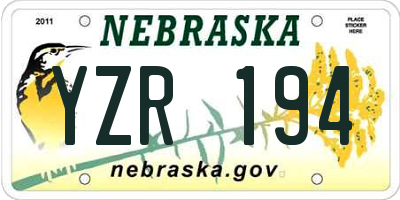 NE license plate YZR194