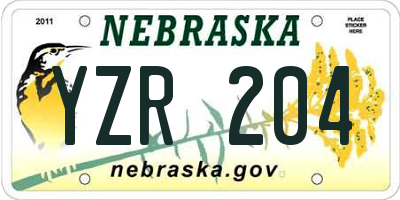 NE license plate YZR204
