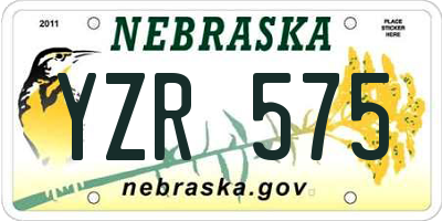 NE license plate YZR575