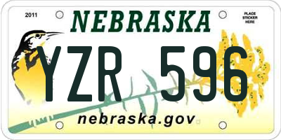 NE license plate YZR596