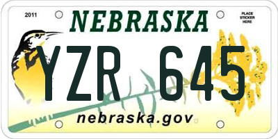 NE license plate YZR645