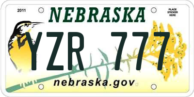 NE license plate YZR777