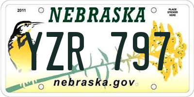 NE license plate YZR797