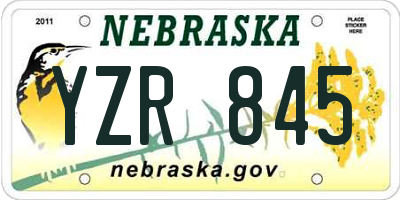 NE license plate YZR845