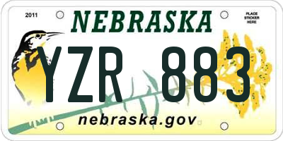 NE license plate YZR883