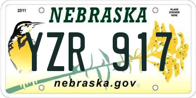 NE license plate YZR917