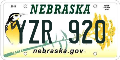 NE license plate YZR920