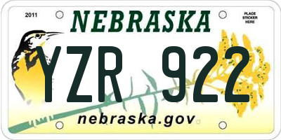 NE license plate YZR922