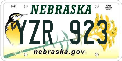 NE license plate YZR923