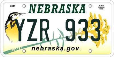 NE license plate YZR933