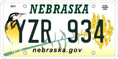 NE license plate YZR934