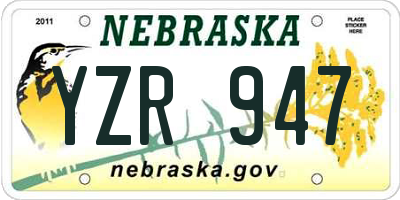 NE license plate YZR947