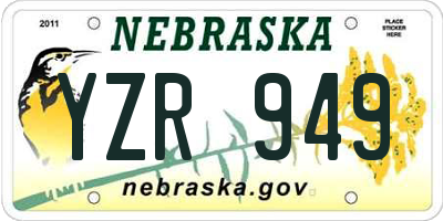 NE license plate YZR949