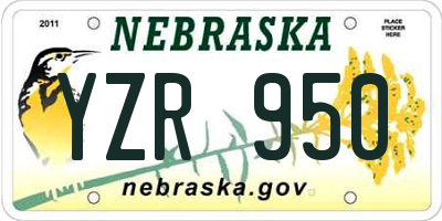 NE license plate YZR950