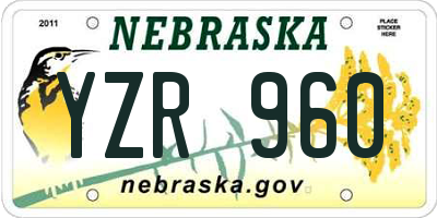 NE license plate YZR960