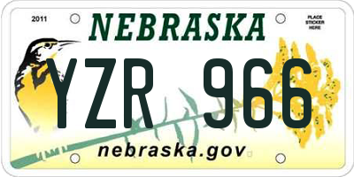 NE license plate YZR966
