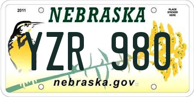 NE license plate YZR980