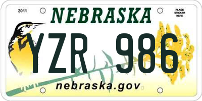 NE license plate YZR986