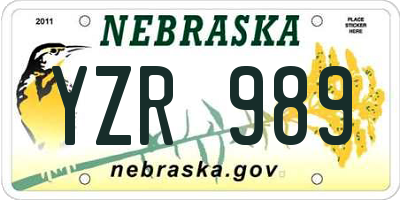 NE license plate YZR989