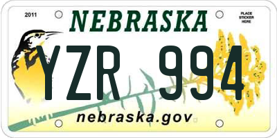 NE license plate YZR994