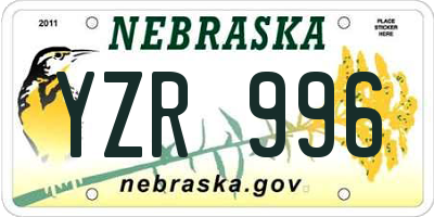 NE license plate YZR996