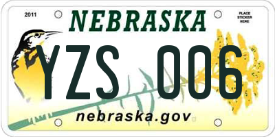 NE license plate YZS006
