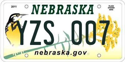 NE license plate YZS007