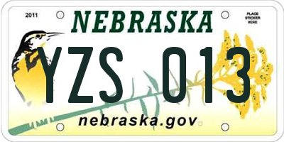 NE license plate YZS013