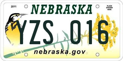 NE license plate YZS016