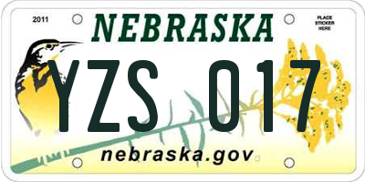 NE license plate YZS017