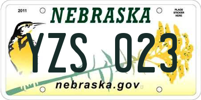 NE license plate YZS023