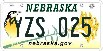 NE license plate YZS025