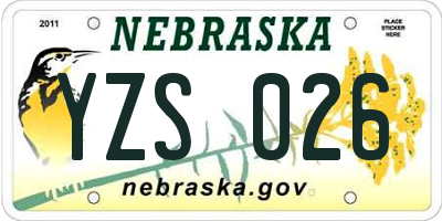 NE license plate YZS026
