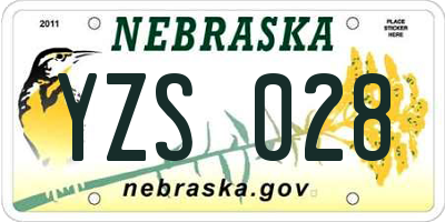 NE license plate YZS028