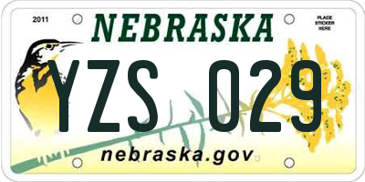 NE license plate YZS029