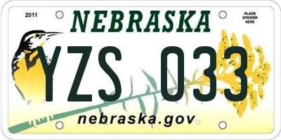 NE license plate YZS033